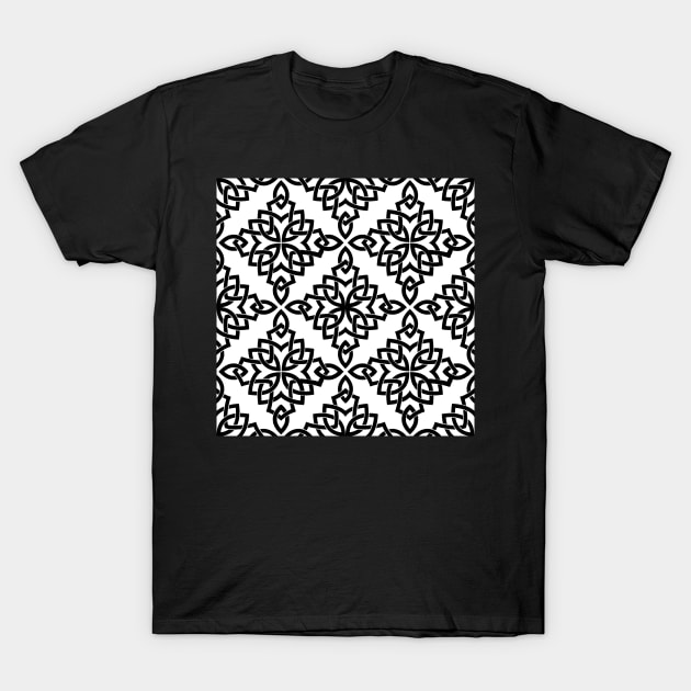 Damask Victorian Black and White T-Shirt by Overthetopsm